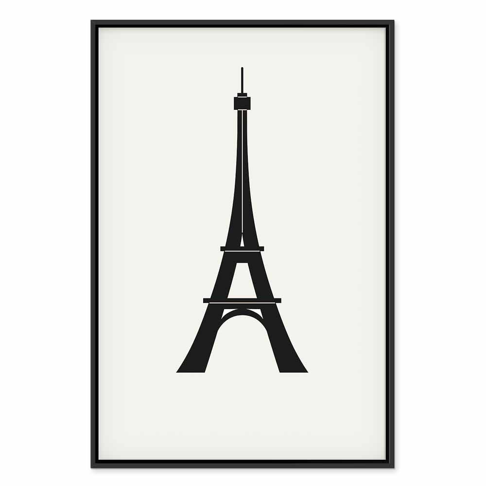 Eiffel Tower Black and White Minimalist Canvas Print