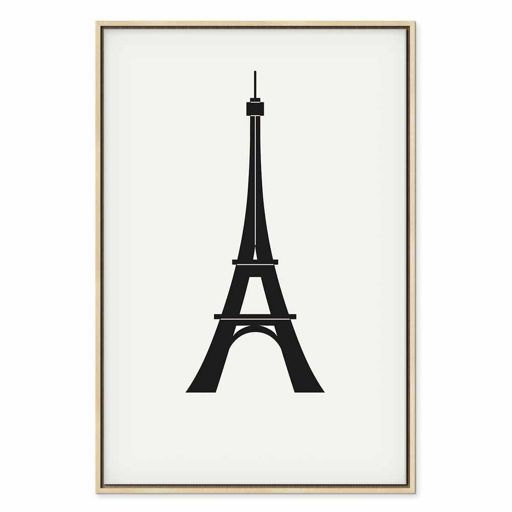 Eiffel Tower Black and White Minimalist Canvas Print