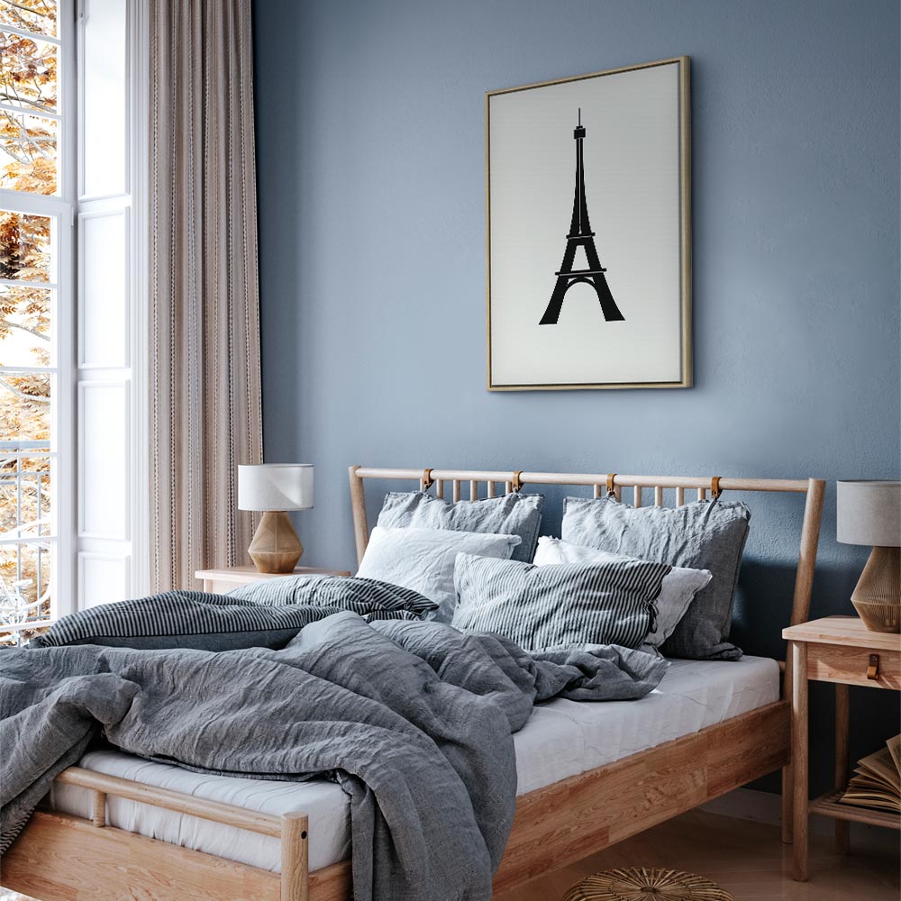 Eiffel Tower Black and White Minimalist Canvas Print