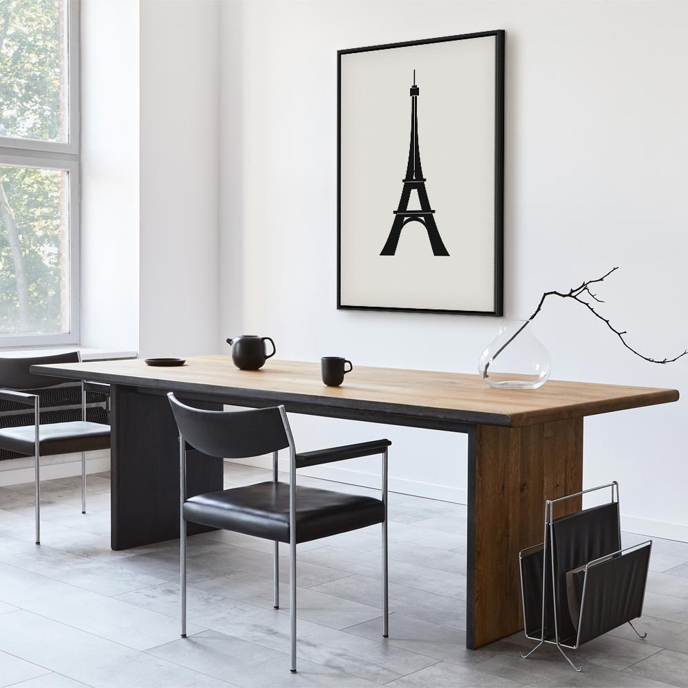 Eiffel Tower Black and White Minimalist Canvas Print