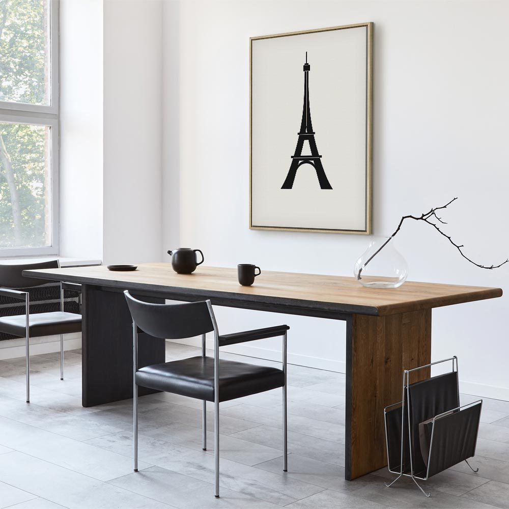 Eiffel Tower Black and White Minimalist Canvas Print