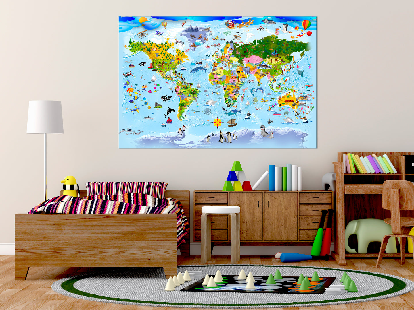 Colourful Children's World Map Decorative Pinboard