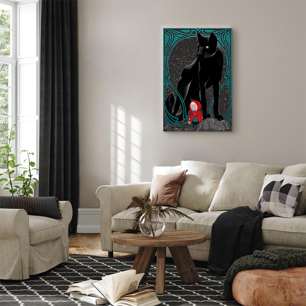 Red Riding Hood and Wolves Fantasy Canvas Print