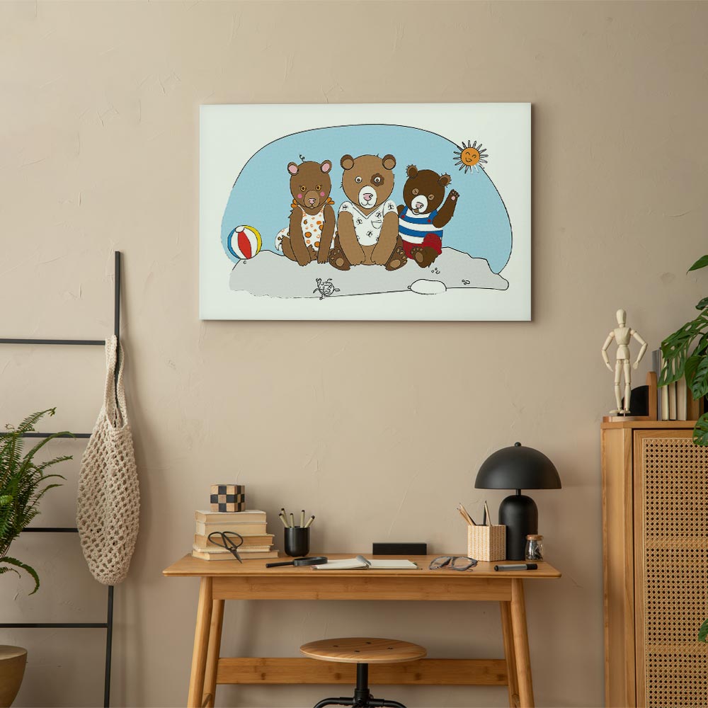 Teddy Bears Beach Summer Canvas Print