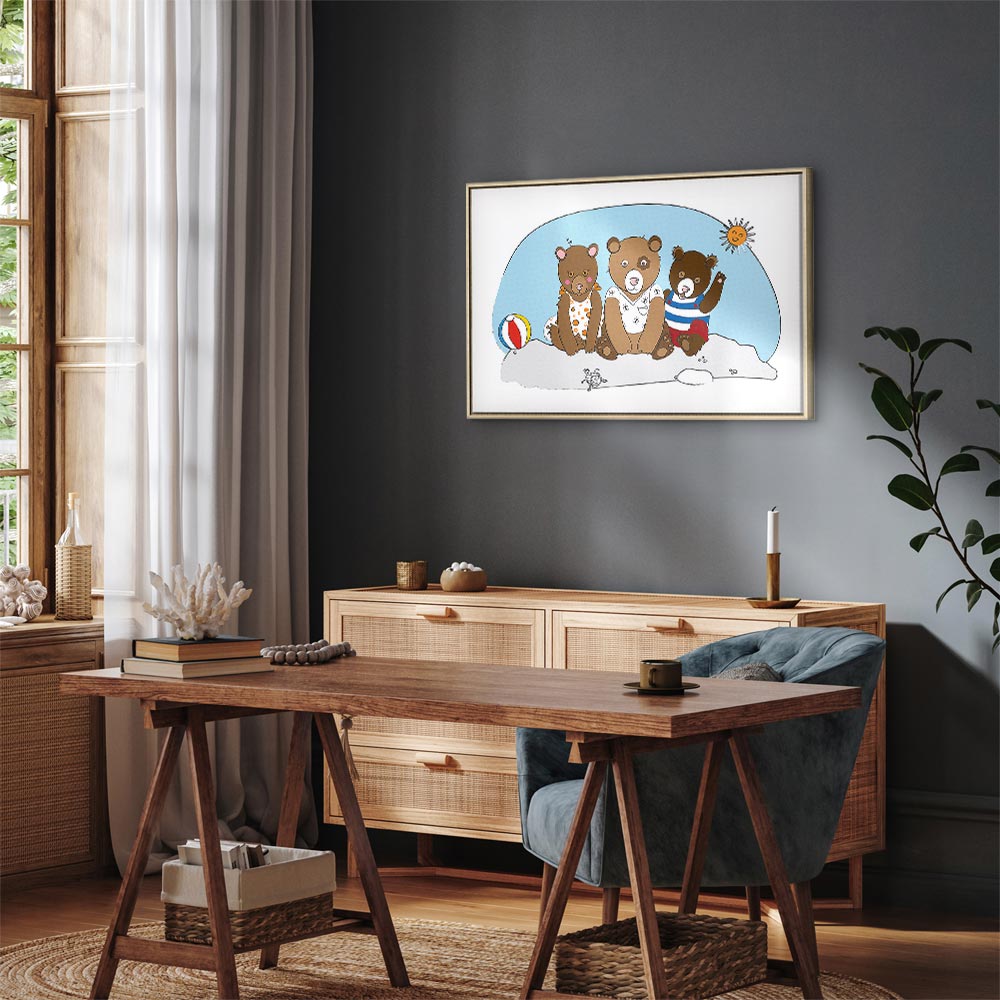 Teddy Bears Beach Summer Canvas Print