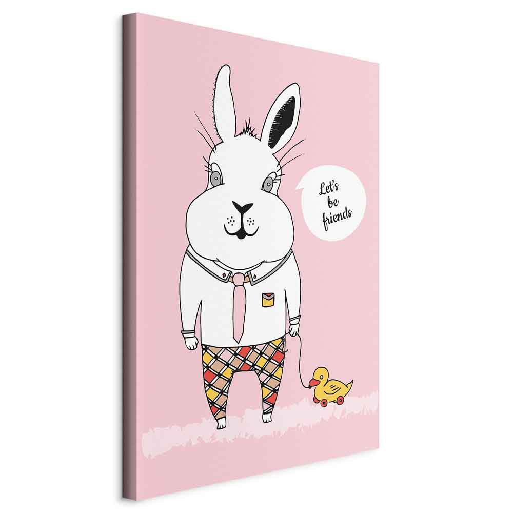 Rabbit and Duck Friends Nursery Canvas Print
