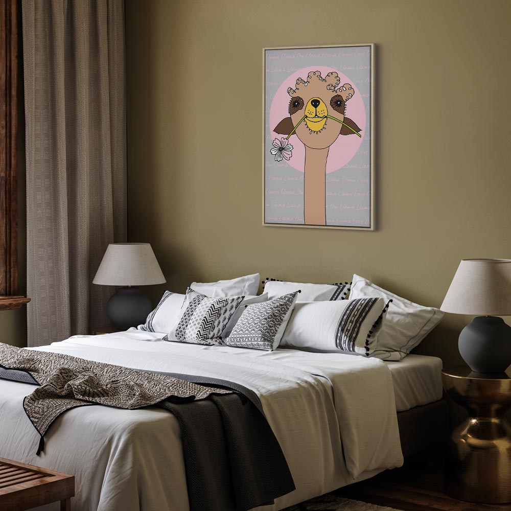 Happy Llama Funny Canvas Print