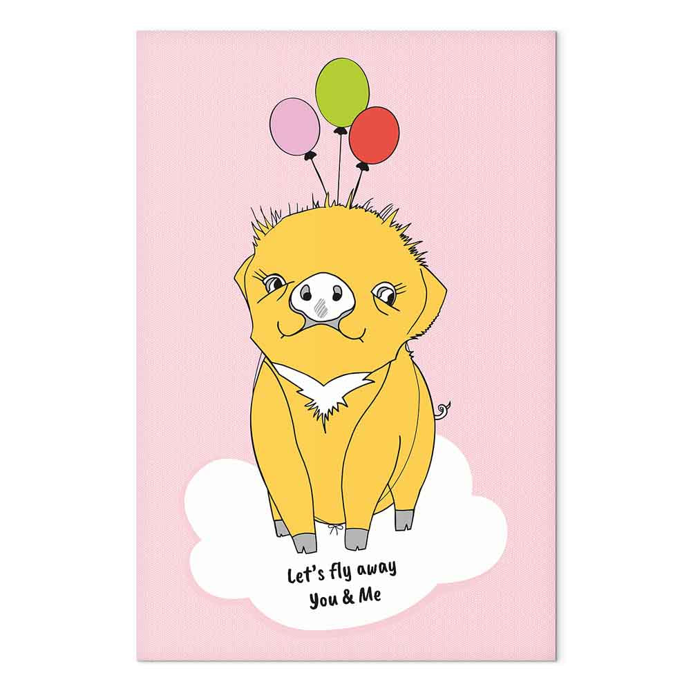 Soaring Pig Funny Vertical Canvas Print