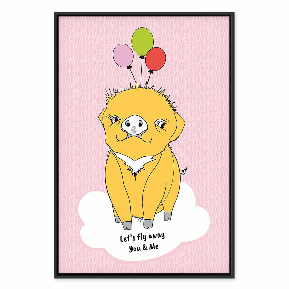 Soaring Pig Funny Vertical Canvas Print