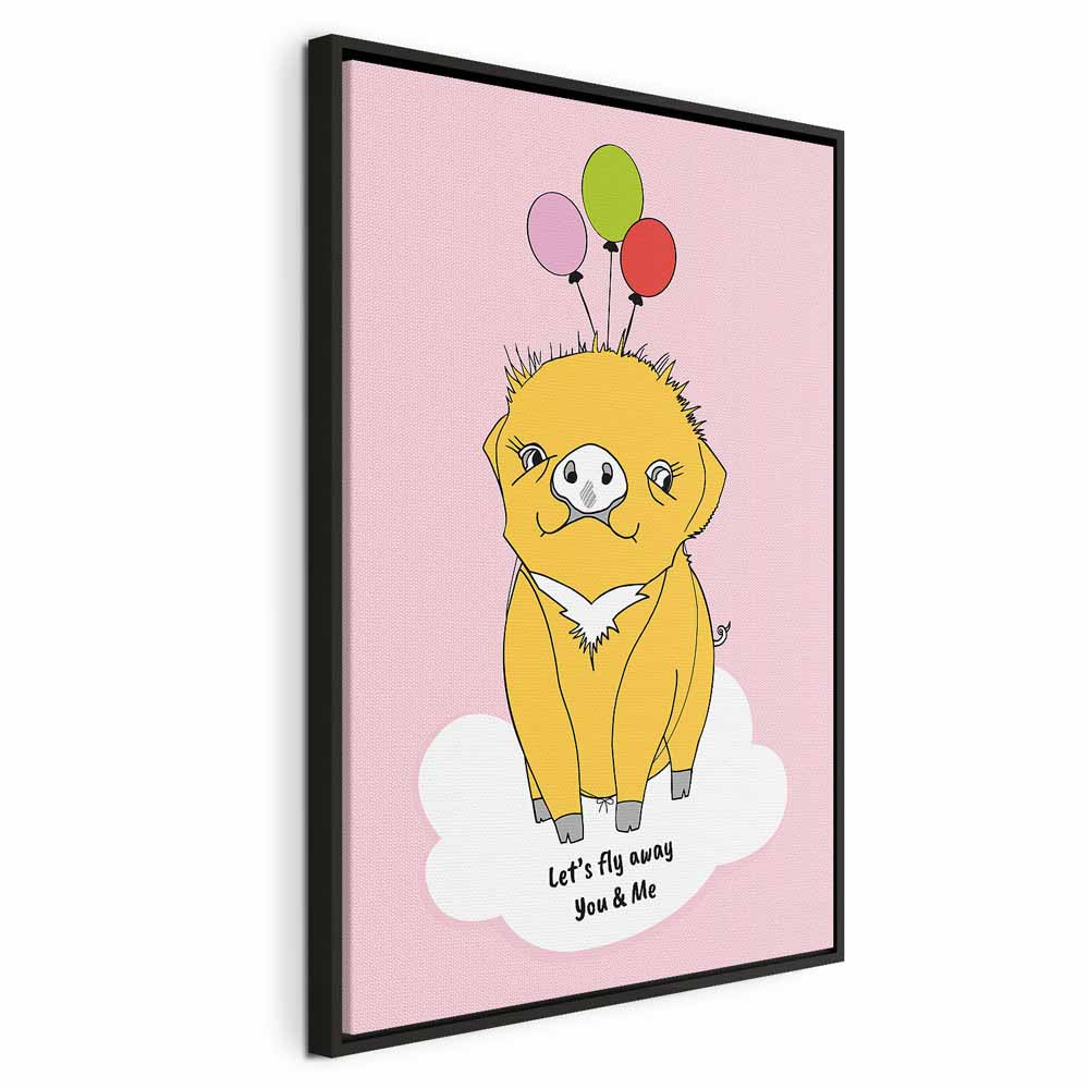Soaring Pig Funny Vertical Canvas Print