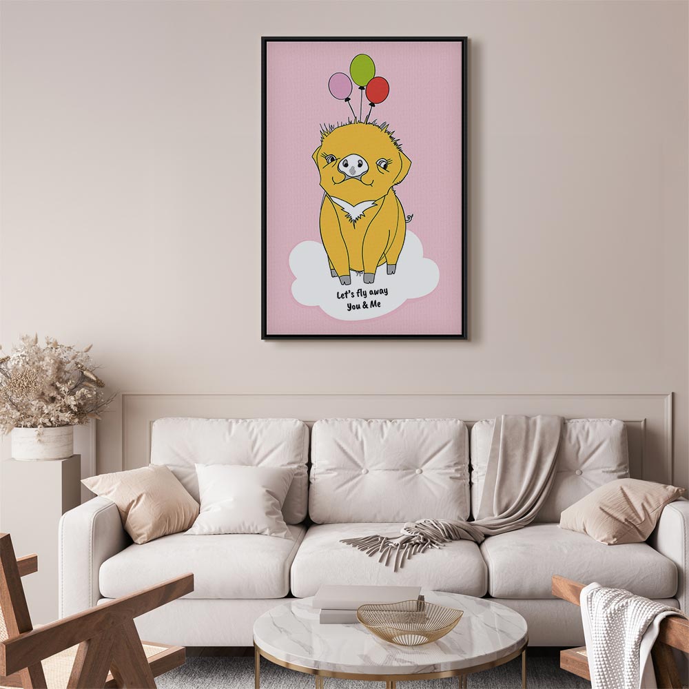 Soaring Pig Funny Vertical Canvas Print