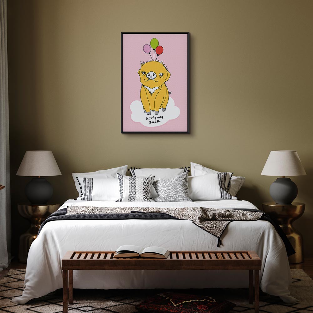 Soaring Pig Funny Vertical Canvas Print