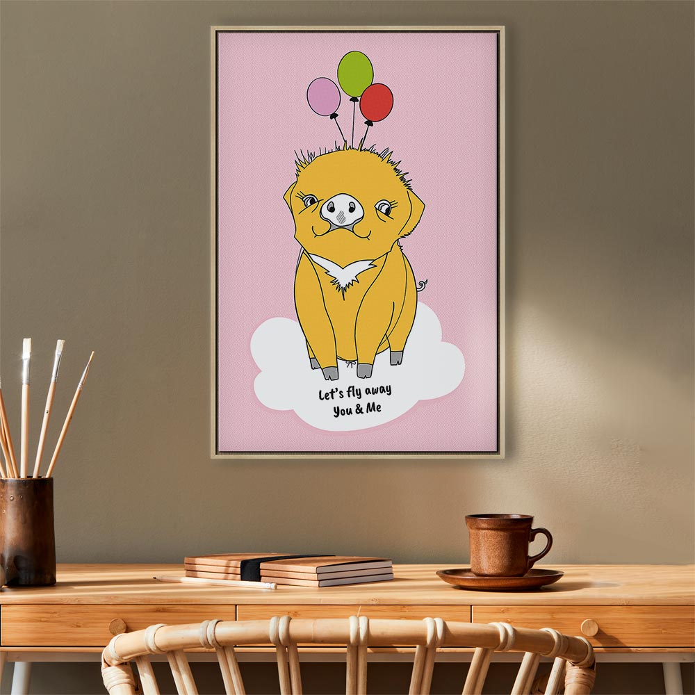 Soaring Pig Funny Vertical Canvas Print