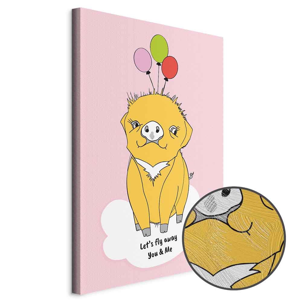 Soaring Pig Funny Vertical Canvas Print