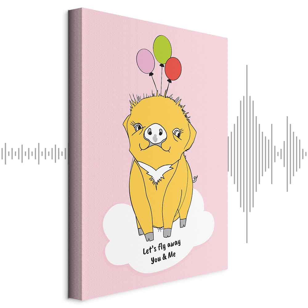 Soaring Pig Funny Vertical Canvas Print