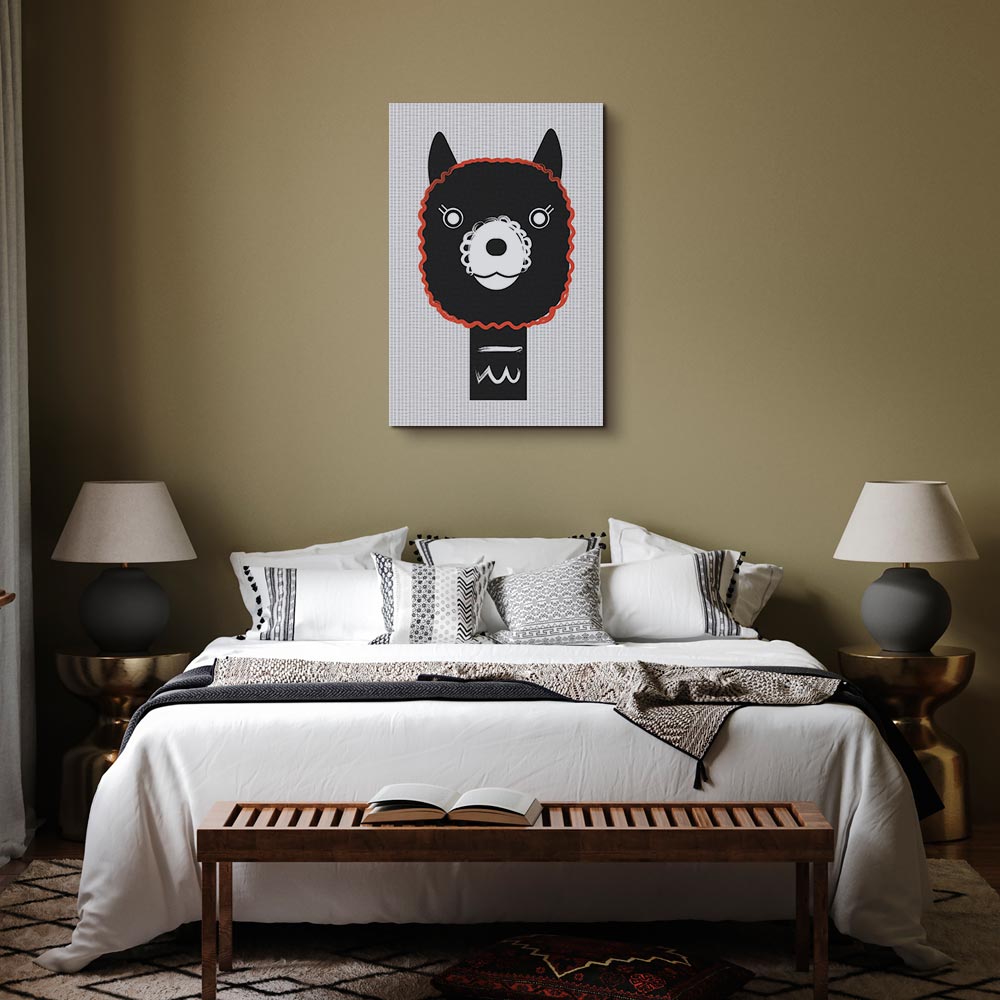 Decorative Alpaca Funny Vertical Canvas Print