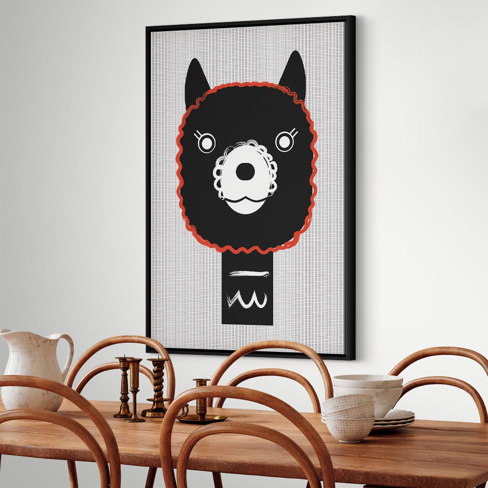 Decorative Alpaca Funny Vertical Canvas Print