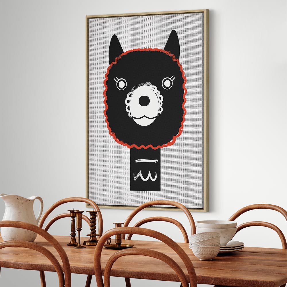 Decorative Alpaca Funny Vertical Canvas Print