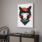 Polite Fox Funny Vertical Canvas Print