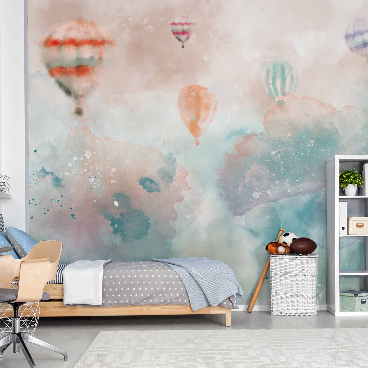 Watercolor Hot Air Balloon Dream Wall Mural