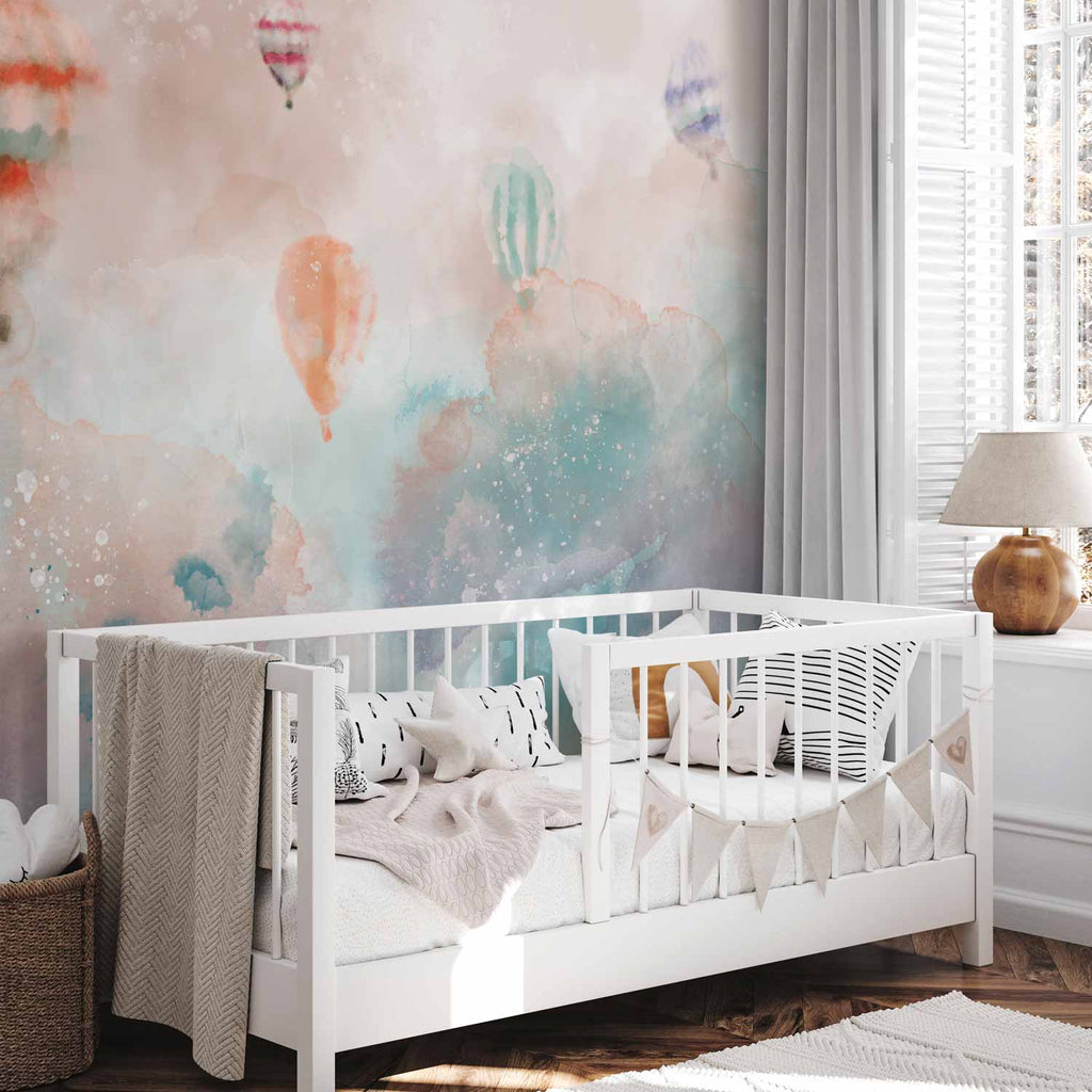 Watercolor Hot Air Balloon Dream Wall Mural