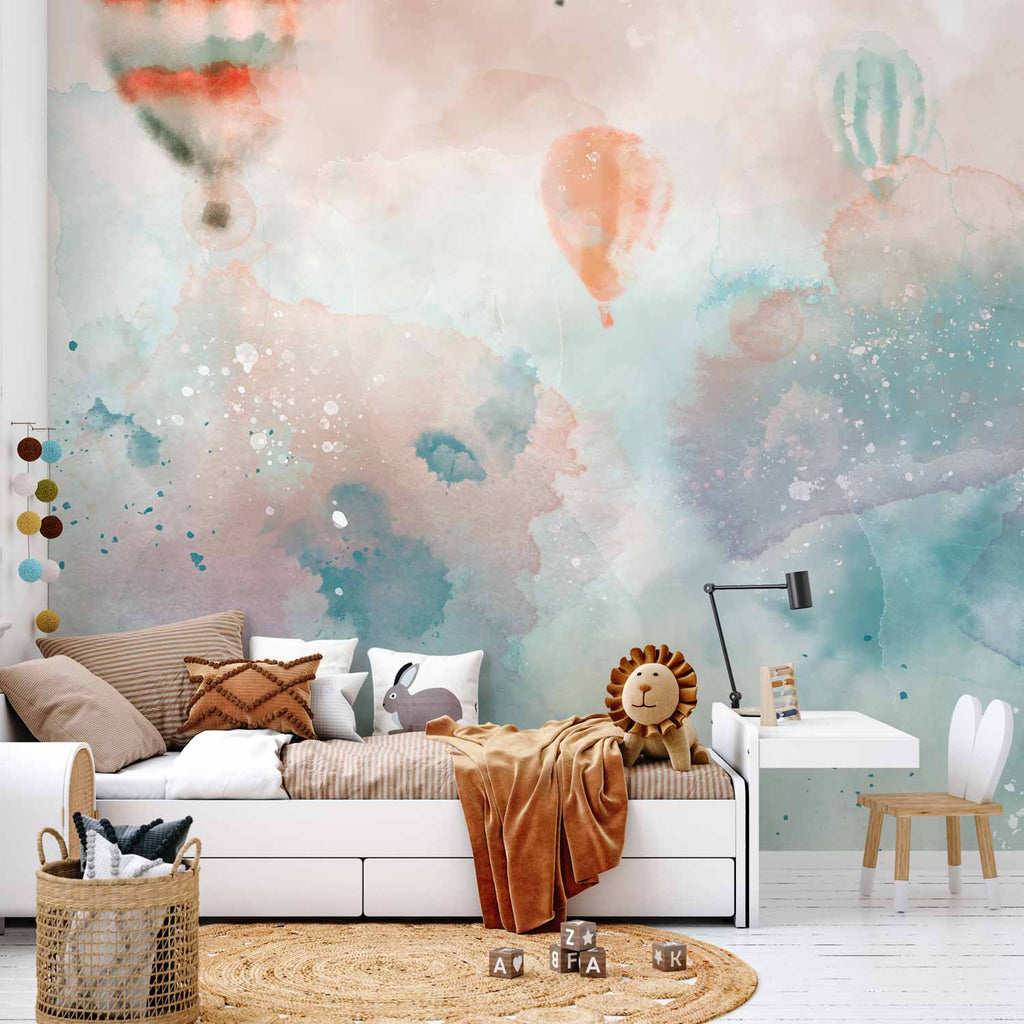 Watercolor Hot Air Balloon Dream Wall Mural