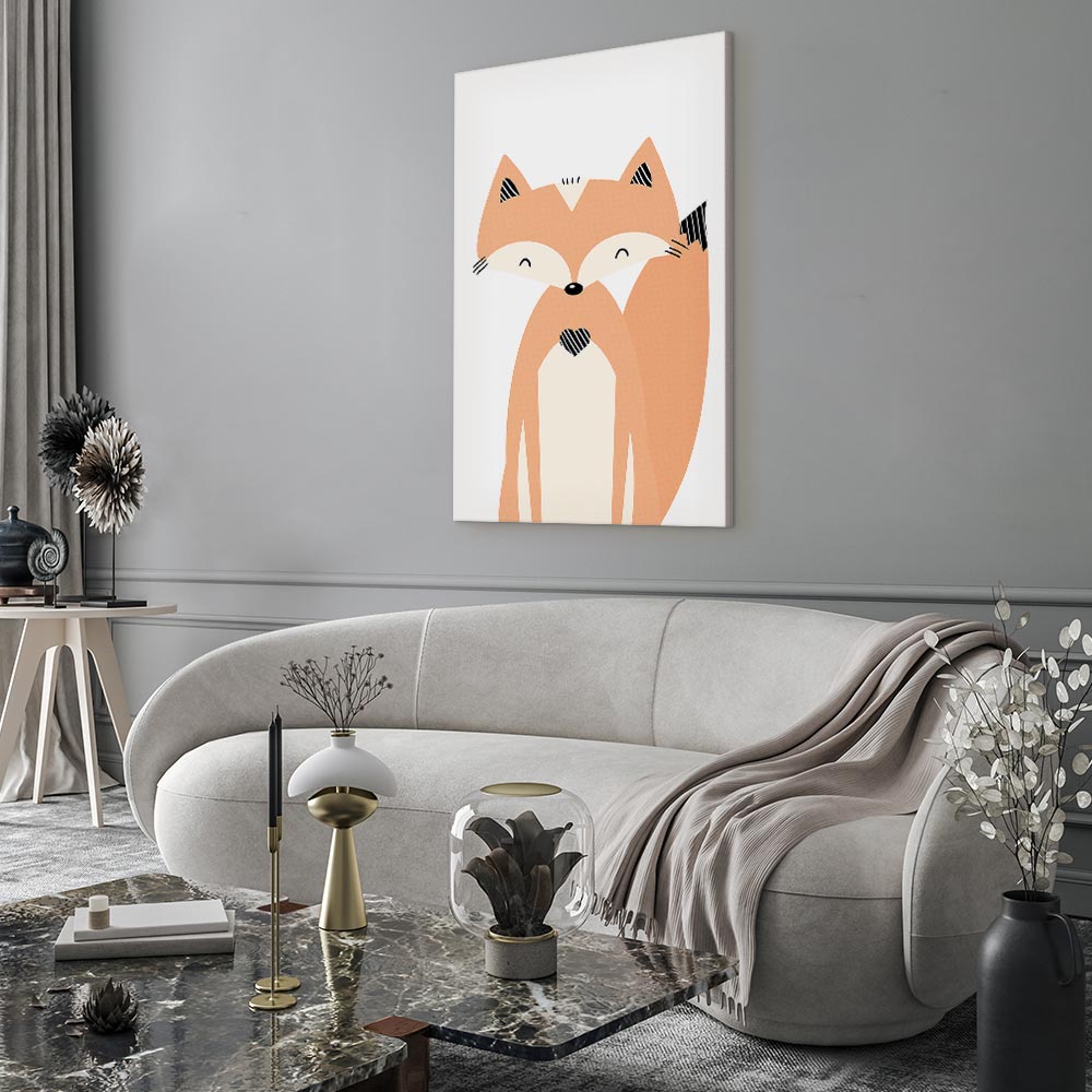 Happy Fox Funny Animal Canvas Print