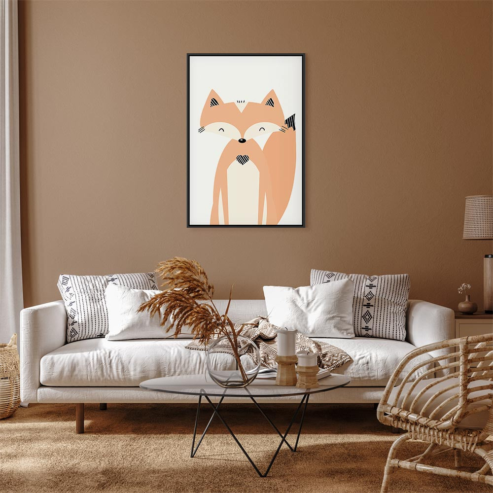 Happy Fox Funny Animal Canvas Print