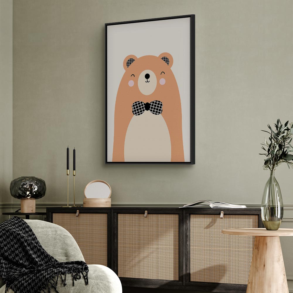 Teddy Bear Bow Tie Funny Canvas Print