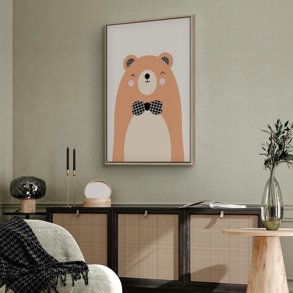 Teddy Bear Bow Tie Funny Canvas Print