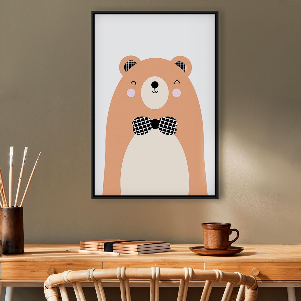 Teddy Bear Bow Tie Funny Canvas Print