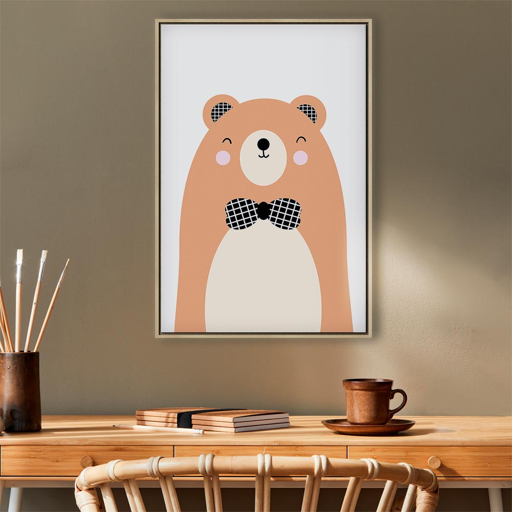 Teddy Bear Bow Tie Funny Canvas Print
