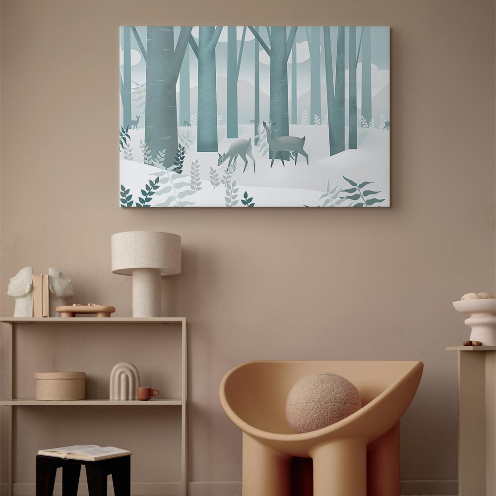Fairy-Tale Forest Deer Fantasy Canvas Print