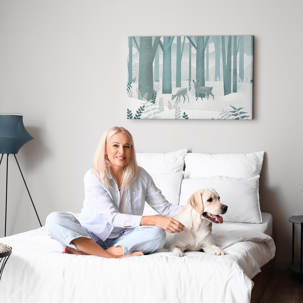 Fairy-Tale Forest Deer Fantasy Canvas Print