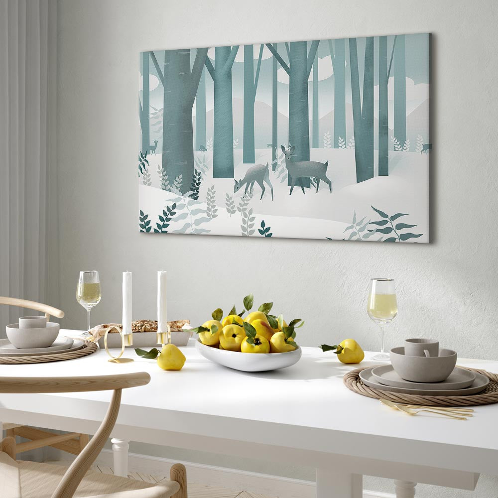 Fairy-Tale Forest Deer Fantasy Canvas Print