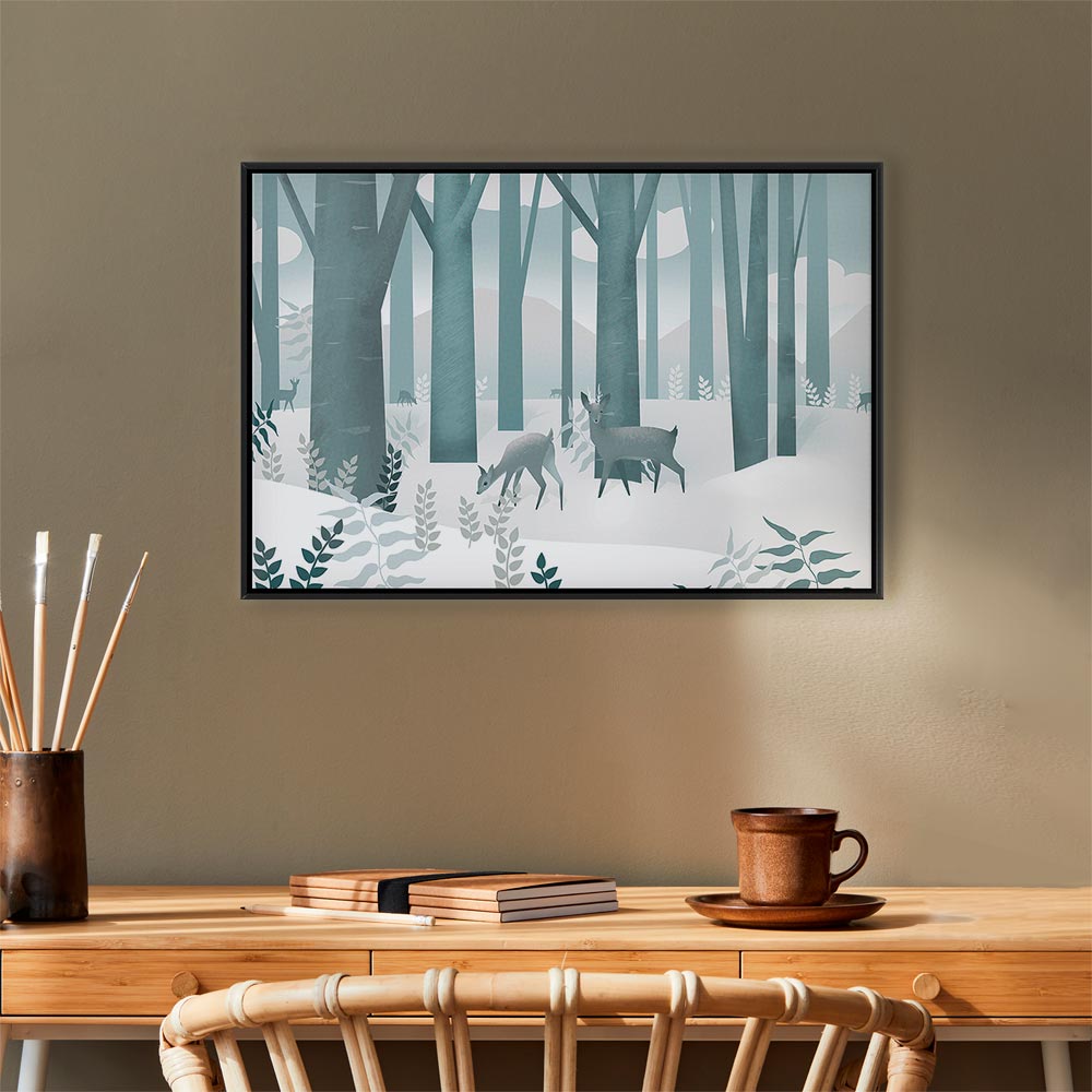 Fairy-Tale Forest Deer Fantasy Canvas Print
