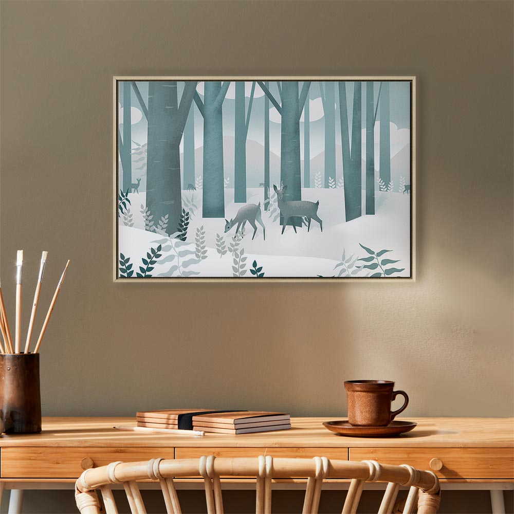 Fairy-Tale Forest Deer Fantasy Canvas Print