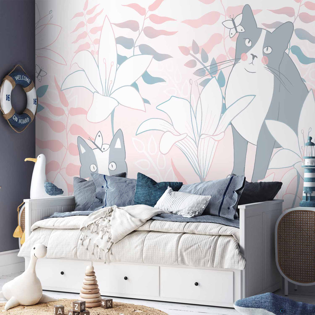 Cat and Girl Fantasy Wall Mural