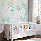 Cat and Girl Floral Wall Mural