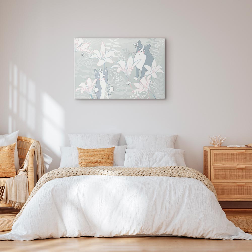 Cat and Girl Fantasy Wide Canvas Print