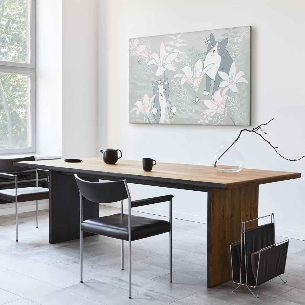 Cat and Girl Fantasy Wide Canvas Print