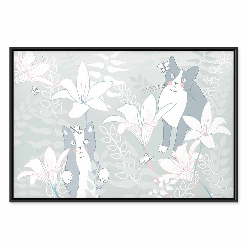 Cat and Girl Fantasy Wide Canvas Print