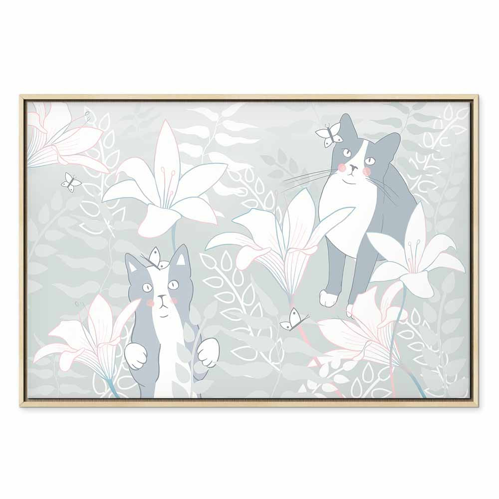 Cat and Girl Fantasy Wide Canvas Print