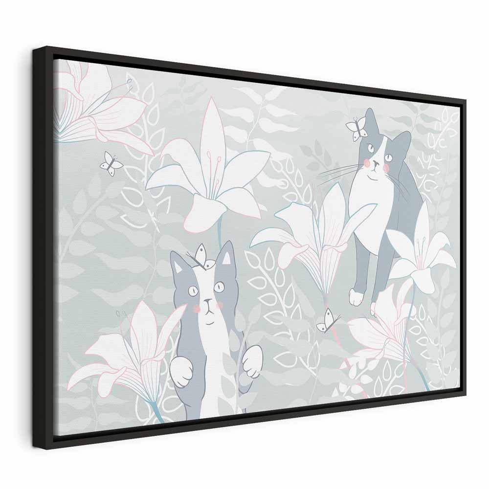 Cat and Girl Fantasy Wide Canvas Print