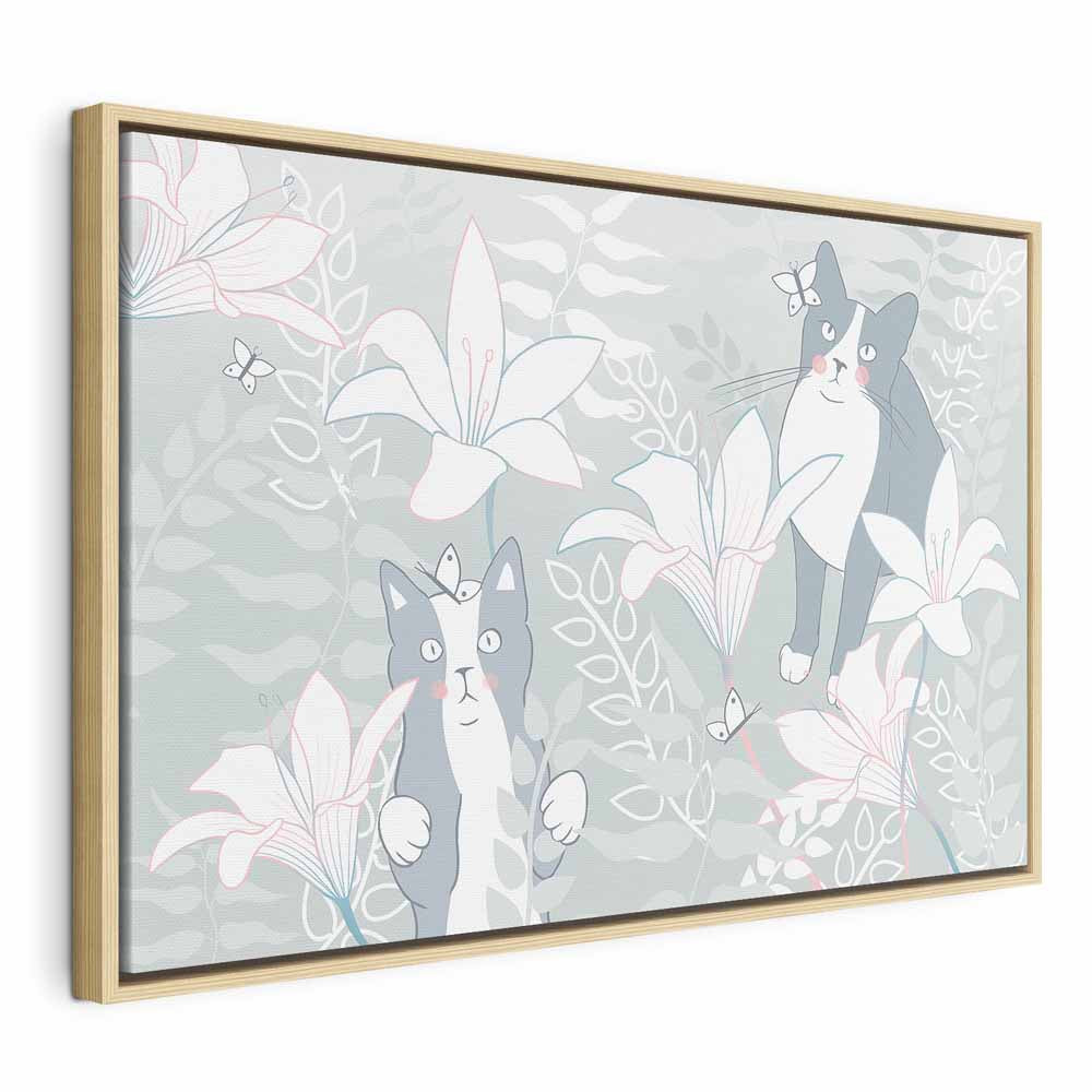 Cat and Girl Fantasy Wide Canvas Print