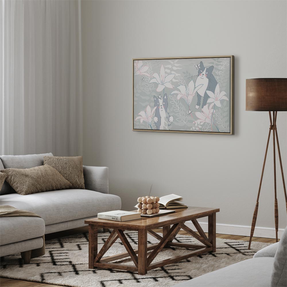 Cat and Girl Fantasy Wide Canvas Print