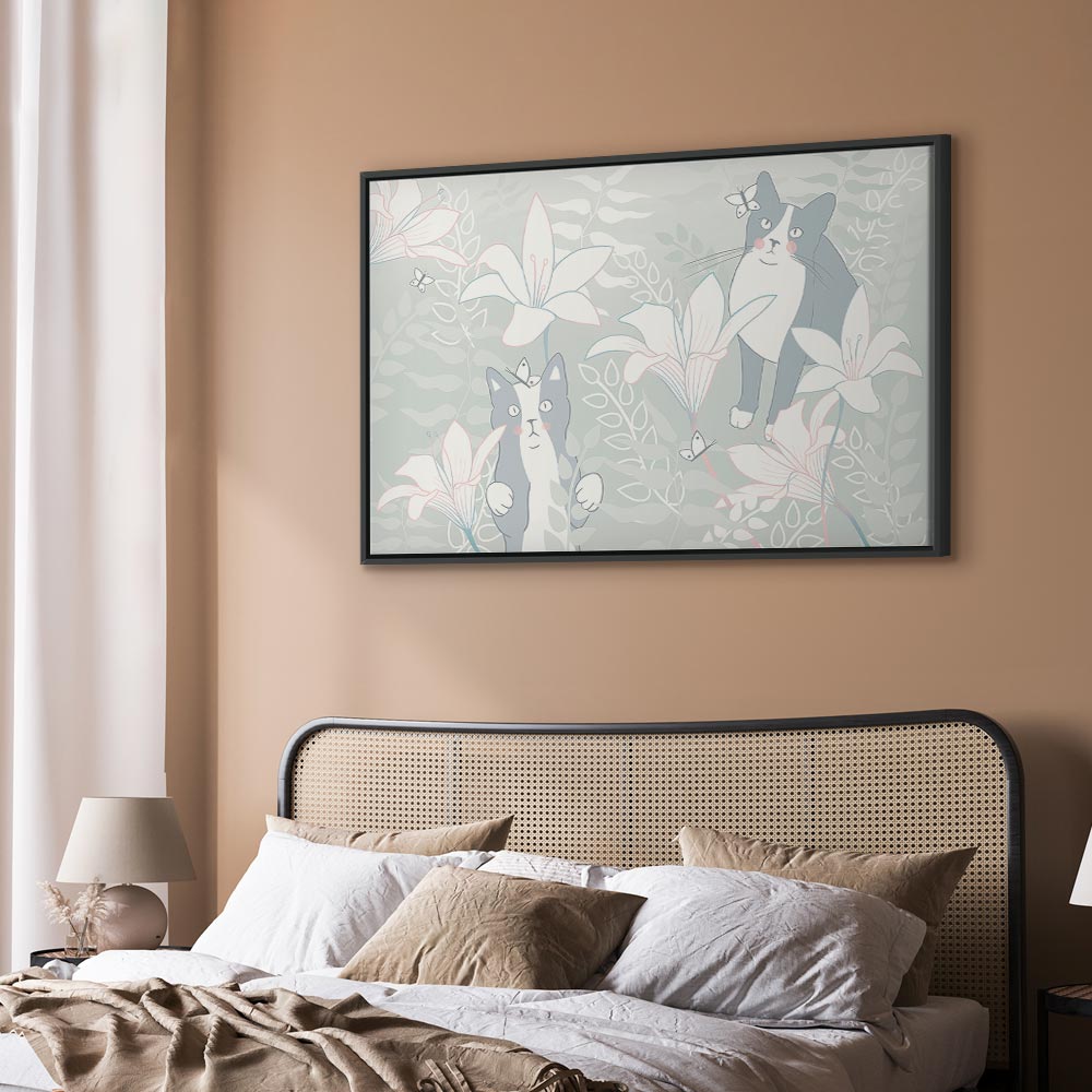 Cat and Girl Fantasy Wide Canvas Print