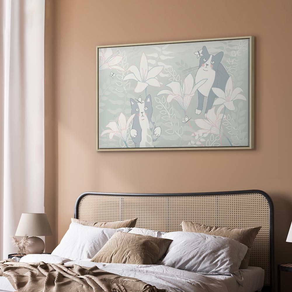 Cat and Girl Fantasy Wide Canvas Print