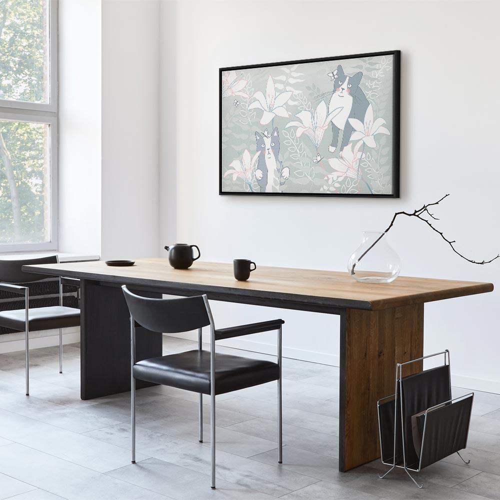 Cat and Girl Fantasy Wide Canvas Print