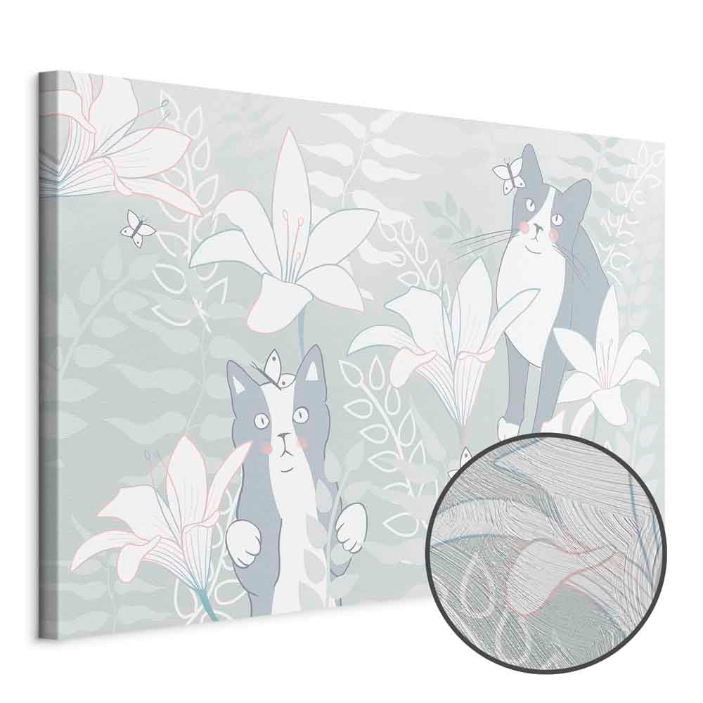 Cat and Girl Fantasy Wide Canvas Print